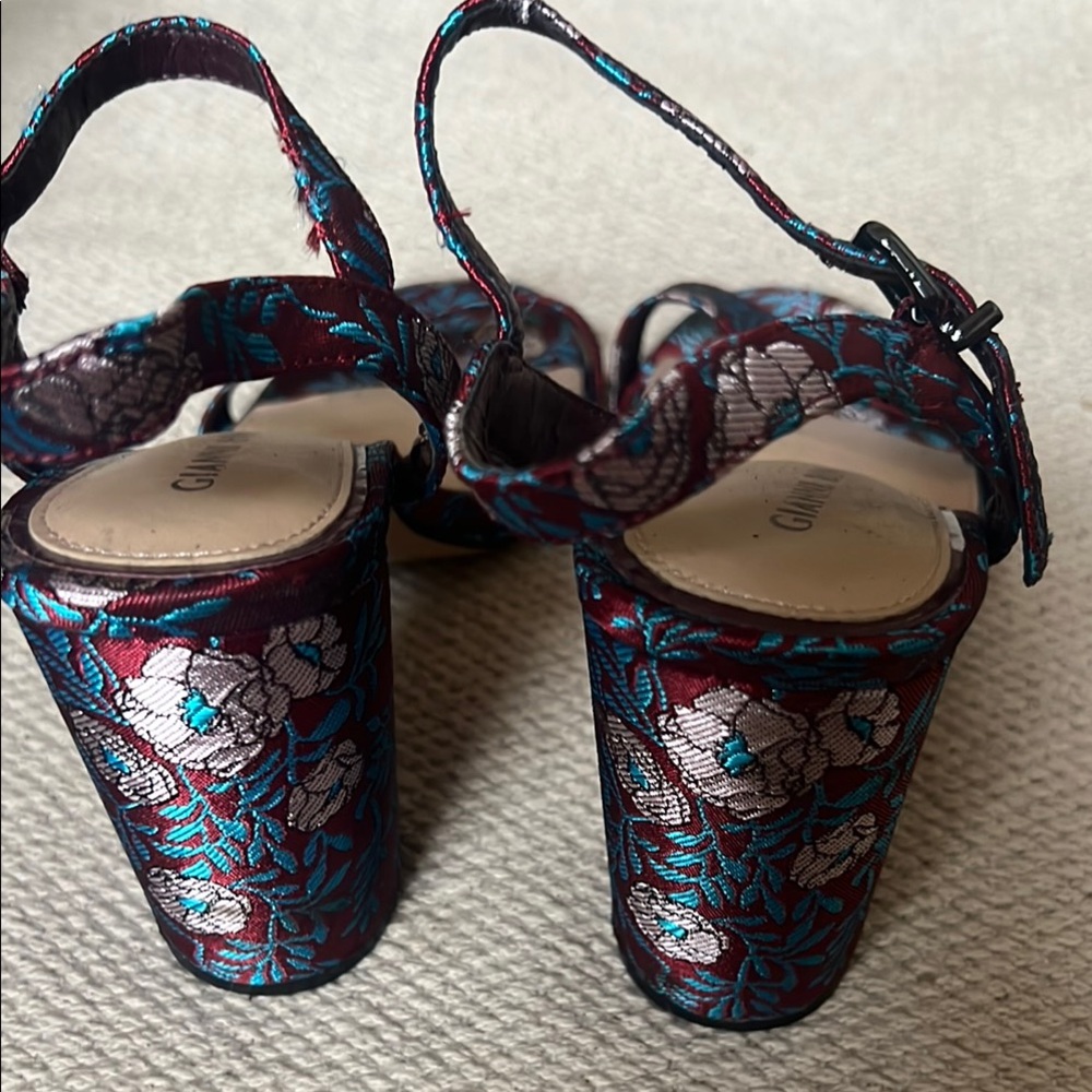 Gianni Bini Women's Floral Heeled Sandals - Red and Blue - Picture 5 of 7
